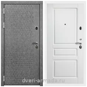 Красивые входные двери, Дверь входная Армада Престиж Белая шагрень МДФ 16 мм Штукатурка графит ФЛС - 502 / ФЛ-243 Ясень белый