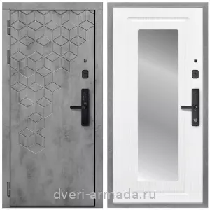 Белые двери с зеркалом, Дверь входная Армада Квадро МДФ 16 мм Kaadas S500 / МДФ 16 мм ФЛЗ-120 Ясень белый