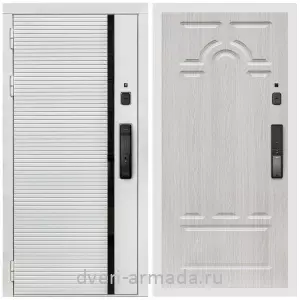 Входные двери 2050 мм, Умная входная смарт-дверь Армада Каскад WHITE МДФ 10 мм Kaadas K9 / МДФ 6 мм ФЛ-58 Дуб белёный