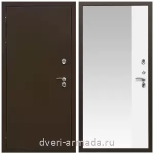 Коричневые входные двери, Металлическая коричневая дверь входная уличная в дом Армада Термо Молоток коричневый/ МДФ 16 мм ФЛЗ Панорама-1 Белый матовый