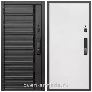 Входные двери 2050 мм, Умная входная смарт-дверь Армада Каскад BLACK МДФ 10 мм Kaadas K9 / МДФ 10 мм Гладкая Белый матовый
