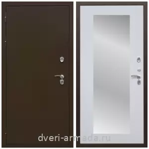 Коричневые входные двери, Металлическая коричневая дверь входная уличная в дом Армада Термо Молоток коричневый/ МДФ 16 мм ФЛЗ-пастораль, Белый матовый