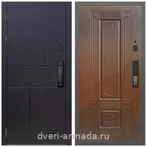 Темные входные двери, Умная входная смарт-дверь Армада Оникс МДФ 10 мм Kaadas K9 / МДФ 6 мм ФЛ-2 Мореная береза