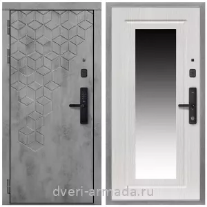 Белые двери с зеркалом, Дверь входная Армада Квадро МДФ 16 мм Kaadas S500 / МДФ 16 мм ФЛЗ-120 Дуб белёный