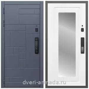 Белые двери с зеркалом, Умная входная смарт-дверь Армада Аккорд Kaadas K9 / МДФ 16 мм ФЛЗ-120 Ясень белый