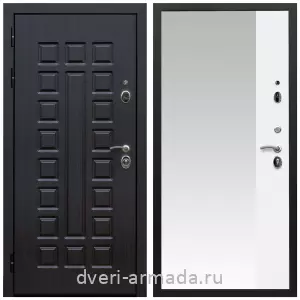 Двери МДФ для квартиры, Дверь входная Армада Люксор МДФ 16 мм Шагрень черная / МДФ 16 мм ФЛЗ Панорама-1 Белый матовый