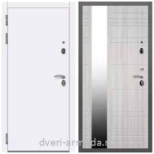 Белые двери с зеркалом, Дверь входная Армада Кварц МДФ 10 мм / МДФ 16 мм ФЛЗ-Сити Сандал белый