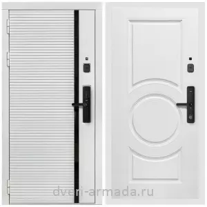 Входные двери 2050 мм, Умная входная смарт-дверь Армада Каскад WHITE МДФ 10 мм Kaadas S500 / МДФ 16 мм МС-100 Белый матовый
