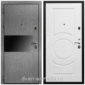 Входные двери с тремя петлями, Дверь входная Армада Престиж Черная шагрень МДФ 16 мм Штукатурка графит / МДФ 16 мм МС-100 Белый матовый