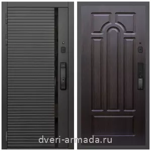 Входные двери Йошкар-Ола, Умная входная смарт-дверь Армада Каскад BLACK МДФ 10 мм Kaadas K9 / МДФ 6 мм ФЛ-58 Венге