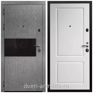 Черные входные двери, Металлическая дверь входная Армада Престиж Черная шагрень МДФ 16 мм Штукатурка графит / МДФ 16 мм ФЛ-117 Белый матовый