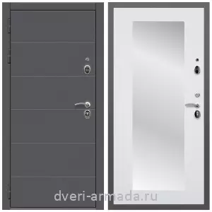 Входные двери с зеркалом и теплоизоляцией, Дверь входная Армада Роуд МДФ 10 мм / МДФ 16 мм ФЛЗ-Пастораль, Белый матовый