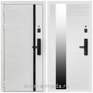 Входные двери 2050 мм, Умная входная смарт-дверь Армада Каскад WHITE МДФ 10 мм Kaadas S500 / МДФ 16 мм ФЛЗ-Сити Белый матовый