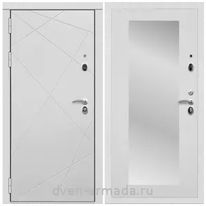 МДФ с зеркалом, Дверь входная Армада Тесла МДФ 16 мм / МДФ 16 мм ФЛЗ-Пастораль, Белый матовый