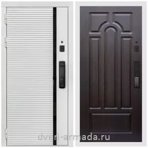 Входные двери 2050 мм, Умная входная смарт-дверь Армада Каскад WHITE МДФ 10 мм Kaadas K9 / МДФ 6 мм ФЛ-58 Венге