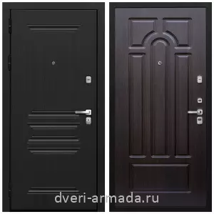 Толстые входные двери, Дверь входная от производителя Армада Экстра МДФ 10 мм ФЛ-243 Черная шагрень / МДФ 6 мм ФЛ-58 Венге со вставкой