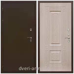 Тамбурные двери, Дверь входная уличная в дом Армада Термо Молоток коричневый/ ФЛ-2 Дуб белёный для дачи на заказ двухконтурная