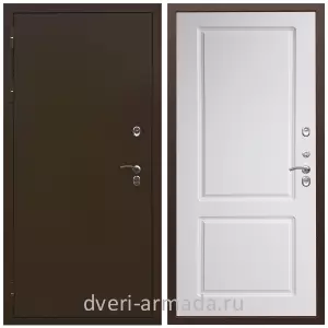 Коричневые входные двери, Металлическая коричневая дверь входная уличная в дом Армада Термо Молоток коричневый/ МДФ 16 мм ФЛ-117 Белый матовый