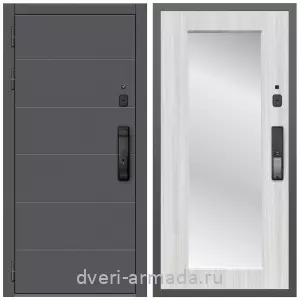 Белые двери с зеркалом, Дверь входная Армада Роуд МДФ 10 мм Kaadas K9 / МДФ 16 мм ФЛЗ-Пастораль, Сандал белый
