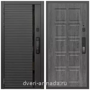 Входные двери 2050 мм, Умная входная смарт-дверь Армада Каскад BLACK МДФ 10 мм Kaadas K9 / МДФ 10 мм ФЛ-38 Дуб Филадельфия графит
