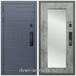 Белые двери с зеркалом, Умная входная смарт-дверь Армада Аккорд МДФ 10 мм Kaadas K9/ МДФ 16 мм ФЛЗ-Пастораль, Бетон темный