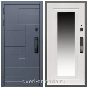 Белые двери с зеркалом, Умная входная смарт-дверь Армада Аккорд МДФ 10 мм Kaadas K9 / МДФ 16 мм ФЛЗ-120 Дуб белёный