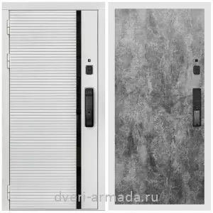 Входные двери 2050 мм, Умная входная смарт-дверь Армада Каскад WHITE МДФ 10 мм Kaadas K9 / МДФ 6 мм ПЭ Цемент темный