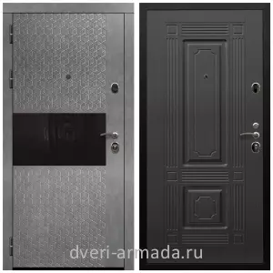 Черные входные двери, Металлическая дверь входная Армада Престиж Черная шагрень МДФ 16 мм Штукатурка графит / МДФ 16 мм ФЛ-2 Венге
