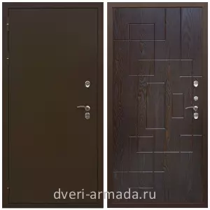 Коричневые входные двери, Металлическая коричневая дверь входная уличная в дом Армада Термо Молоток коричневый/ МДФ 16 мм ФЛ-57 Дуб шоколад трехконтурная от производителя