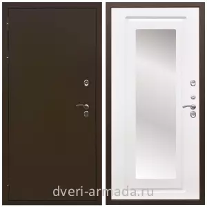 Коричневые входные двери, Металлическая коричневая дверь входная уличная в дом Армада Термо Молоток коричневый/ МДФ 16 мм ФЛЗ-120 Ясень белый