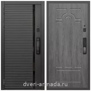 Входные двери 2050 мм, Умная входная смарт-дверь Армада Каскад BLACK МДФ 10 мм Kaadas K9 / МДФ 6 мм ФЛ-58 Дуб Филадельфия графит