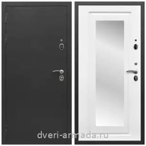 Входные двери с зеркалом и теплоизоляцией, Дверь входная Армада Престиж Черный шелк / ФЛЗ-120 Ясень белый