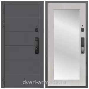 Белые двери с зеркалом, Дверь входная Армада Роуд МДФ 10 мм Kaadas K9 / МДФ 16 мм ФЛЗ-Пастораль, Дуб белёный