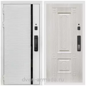 Входные двери 880 мм, Умная входная смарт-дверь Армада Каскад WHITE МДФ 10 мм Kaadas K9 / МДФ 6 мм ФЛ-2 Дуб белёный