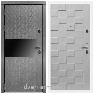Входные двери с двумя петлями, Дверь входная Армада Престиж Белая шагрень МДФ 16 мм Штукатурка графит / ОЛ-39 Лиственница беж