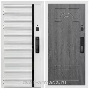Входные двери 880 мм, Умная входная смарт-дверь Армада Каскад WHITE МДФ 10 мм Kaadas K9 / МДФ 6 мм ФЛ-58 Дуб Филадельфия графит