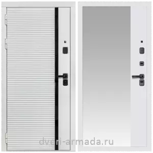 Входные двери с зеркалом МДФ, Дверь входная Армада Каскад WHITE МДФ 10 мм / МДФ 16 мм ФЛЗ-Панорама-1, Белый матовый