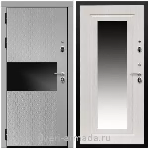 Входные двери с двумя петлями, Дверь входная Армада Престиж Черная шагрень МДФ 16 мм Милк рикамо софт / МДФ 16 мм ФЛЗ-120 Дуб белёный