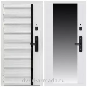 Входные двери 2050 мм, Умная входная смарт-дверь Армада Каскад WHITE МДФ 10 мм Kaadas S500 / МДФ 16 мм СБ-16 Белый матовый