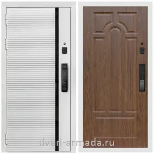 Входные двери 2050 мм, Умная входная смарт-дверь Армада Каскад WHITE МДФ 10 мм Kaadas K9 / МДФ 6 мм ФЛ-58 Мореная береза