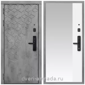 Белые двери с зеркалом, Дверь входная Армада Квадро МДФ 16 мм Kaadas S500 / МДФ 16 мм ФЛЗ Панорама-1 Белый матовый