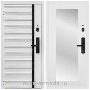 Входные двери 2050 мм, Умная входная смарт-дверь Армада Каскад WHITE МДФ 10 мм Kaadas S500 / МДФ 16 мм ФЛЗ-Пастораль, Белый матовый