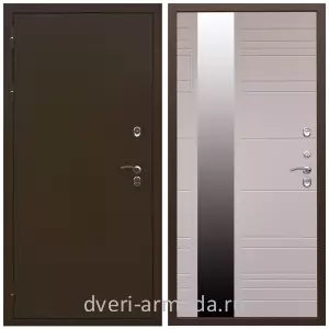 Коричневые входные двери, Металлическая коричневая дверь входная уличная в дом Армада Термо Молоток коричневый/ МДФ 16 мм ФЛЗ-Сити Белый матовый