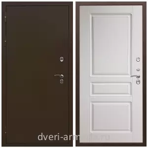 Коричневые входные двери, Металлическая коричневая дверь входная уличная в дом Армада Термо Молоток коричневый/ МДФ 16 мм ФЛ-243 Ясень белый