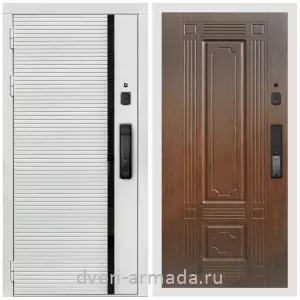 Входные двери 2050 мм, Умная входная смарт-дверь Армада Каскад WHITE МДФ 10 мм Kaadas K9 / МДФ 6 мм ФЛ-2 Мореная береза