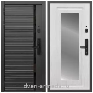 Входные двери 2050 мм, Умная входная смарт-дверь Армада Каскад BLACK МДФ 10 мм Kaadas S500 / МДФ 16 мм ФЛЗ-120 Ясень белый