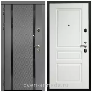 Входные двери лофт, Дверь входная Армада Престиж Черная шагрень МДФ 16 мм Графит абсолют софт / МДФ 16 мм ФЛ-243 Белый матовый