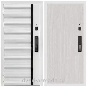 Входные двери 2050 мм, Умная входная смарт-дверь Армада Каскад WHITE МДФ 10 мм Kaadas K9 / МДФ 6 мм ПЭ Венге светлый