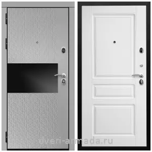Входные двери МДФ для офиса, Дверь входная Армада Престиж Черная шагрень МДФ 16 мм Милк рикамо софт / МДФ 16 мм ФЛ-243 Белый матовый