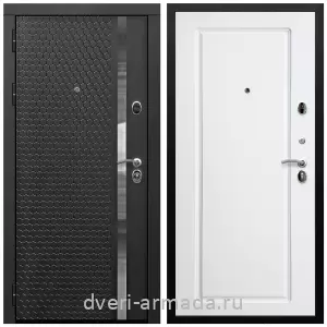 Входные двери с двумя петлями, Дверь входная Армада Престиж Черная шагрень МДФ 16 мм ФЛН - 501/ МДФ 16 мм ФЛ-119 Белый матовый